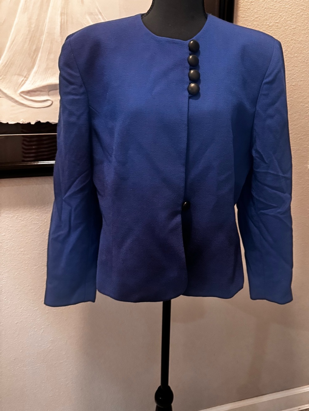 Christian Dior vintage blue blazer jacket size 16 black button detail